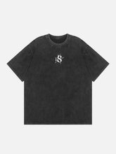 T-shirt délavé à imprimé étoile de feu