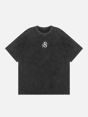 Gewaschenes T-Shirt mit Flammenstern-Print