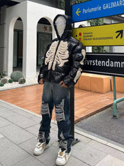 Baumwolljacke mit beflockter Skelettstickerei – 1977