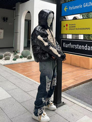 Baumwolljacke mit beflockter Skelettstickerei – 1977