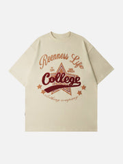 Flocked Letter Star Print Tee
