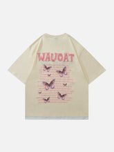 T-shirt imprimé papillon et lettres floquées