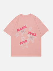 Flocked Plaid Star Letter Tee