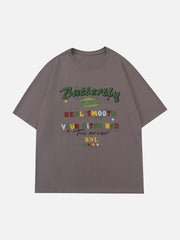 Flocked Towel Embroidery Letter Tee