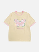 T-shirt brodé de papillons floqués