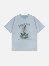 T-shirt en daim à imprimé ancre florale