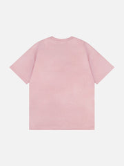 Wildleder-T-Shirt mit Blumen-Flockstickerei