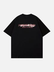 T-Shirt mit Blumen- und Herz-Buchstaben-Print