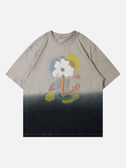 T-Shirt mit Farbverlauf und Blumendruck
