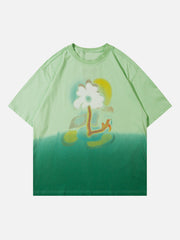 T-Shirt mit Farbverlauf und Blumendruck