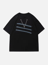 T-Shirt mit Schaumdruck und Kettendekor