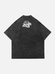 Gewaschenes T-Shirt mit Schaumdruck und Skelettelementen