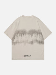 T-Shirt mit Wald-Tintenstrahldruck