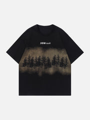 T-Shirt mit Wald-Tintenstrahldruck
