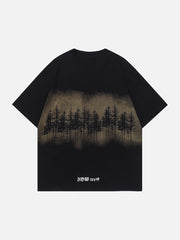 T-Shirt mit Wald-Tintenstrahldruck