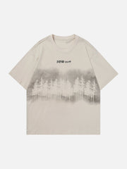 T-Shirt mit Wald-Tintenstrahldruck