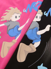 Sweat à capuche imprimé personnage de dessin animé amusant