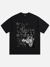 T-shirt imprimé chien Doberman avec des lettres graffiti amusantes