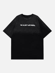 Fuzzy Full Print Letter Washed Tee