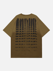 Fuzzy Full Print Letter Washed Tee