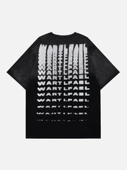 Fuzzy Full Print Letter Washed Tee