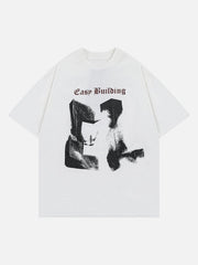 T-shirt à imprimé contrasté et forme floue