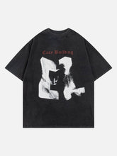 T-shirt à imprimé contrasté et forme floue