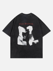 T-shirt à imprimé contrasté et forme floue