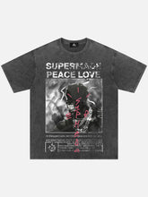 T-shirt graphique surdimensionné avec lettres de rappeur gangsta