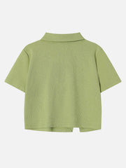 Geometrisches Crop-T-Shirt mit Reißverschluss