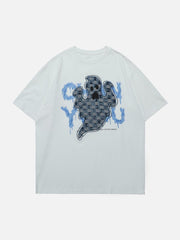 Jeans-T-Shirt mit Geister-Applikation
