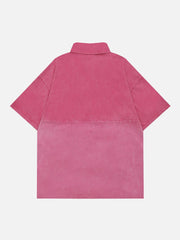 T-Shirt mit Polokragen und Farbverlauf-Patchwork