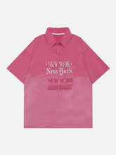 T-Shirt mit Polokragen und Farbverlauf-Patchwork