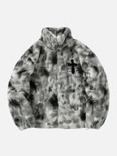 Lammwolljacke mit Farbverlauf und Kreuzstickerei – 1558