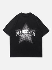 T-Shirt mit Farbverlauf und Stern-Buchstaben-Print