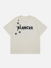 T-Shirt mit Buchstaben und Stern-Ring