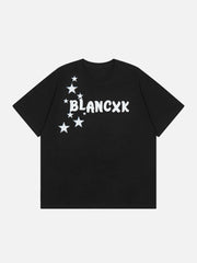 T-Shirt mit Buchstaben und Stern-Ring