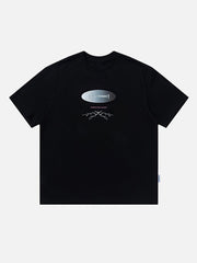 T-Shirt mit stereoskopischem Buchstaben-Farbverlauf