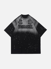 T-shirt étoile à bords bruts et dégradé