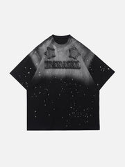T-Shirt mit Farbverlauf und Stern-Print