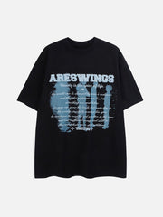 T-Shirt mit Graffiti-Figuren-Print