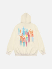 Graffiti Star Print Hooded Sweatshirt