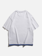 Patchwork-T-Shirt mit H-Buchstaben-Print