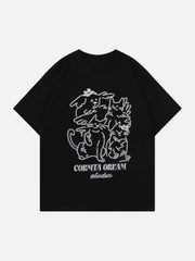 Hand Painted Cat Print Tee