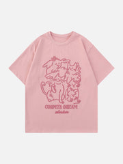 Hand Painted Cat Print Tee