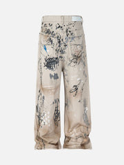Hand-painted Graffiti Baggy Jeans - 1885