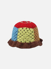 Chapeau bob ouvert en tricot fait main au crochet