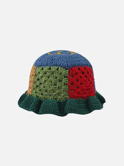 Chapeau bob ouvert en tricot fait main au crochet