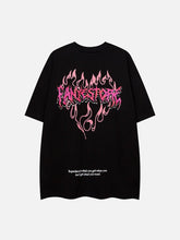 T-shirt imprimé cœur et flamme