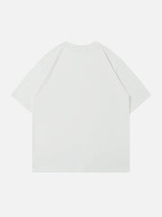 Heart-shaped Embroidery  Print Tee